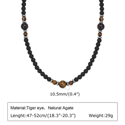 Casual Black Brown Beaded Necklaces for Men Boys