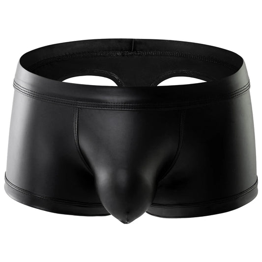 Men's Faux Leather Open Butt Boxers