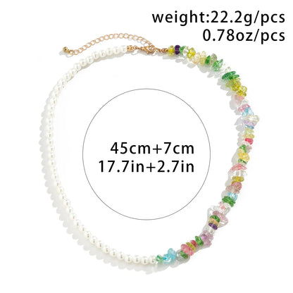 Colorful Irregular Glass Crystal Pearl Choker Necklace