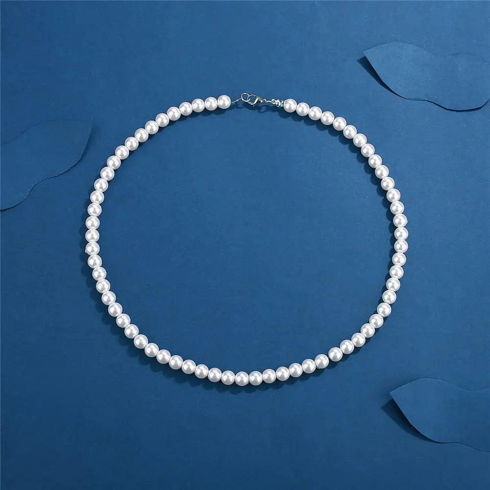 Hip-Hop Imitation Pearl Necklace for Men