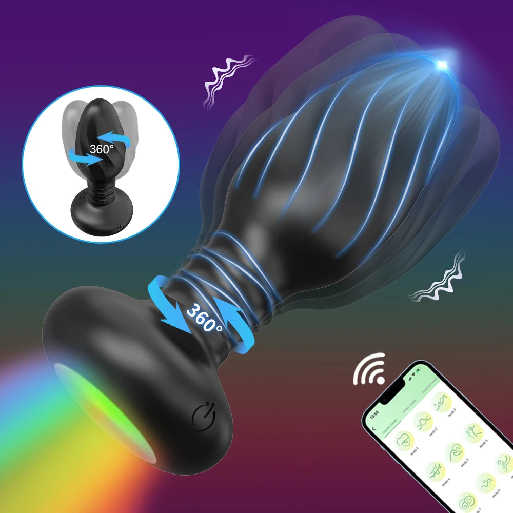 APP-Controlled Rotation LED Anal Plug