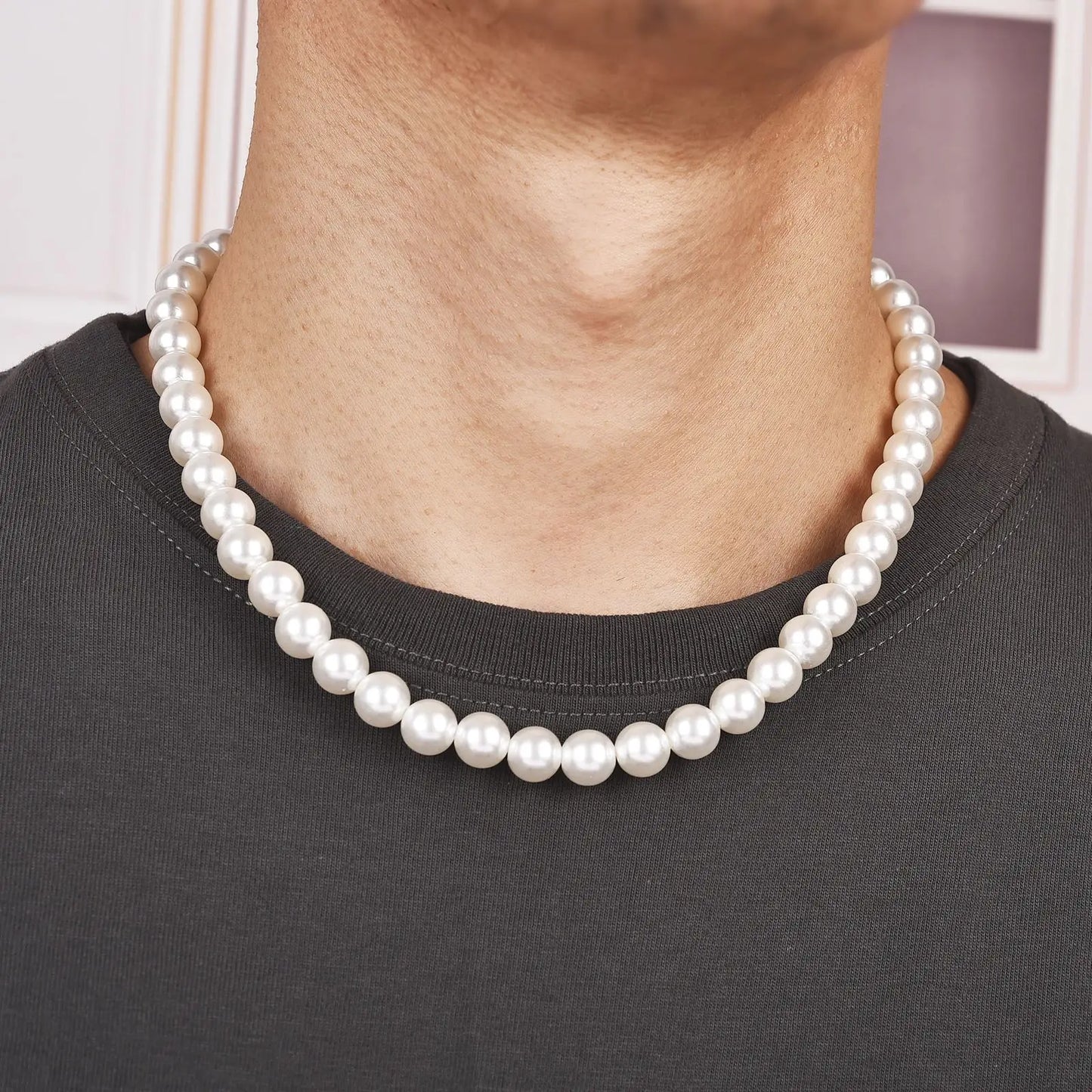 New Trendy Pearl Necklace Men