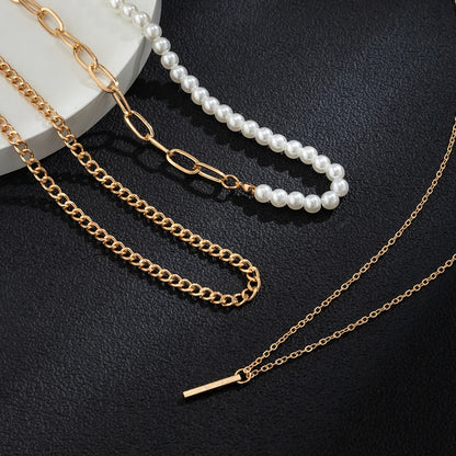 Asymmetric Pearl Chain with Stick Pendants