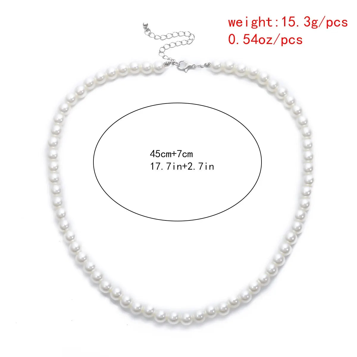 Pearl Beaded Short Choker Necklace for Men