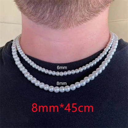 Hip-Hop Imitation Pearl Necklace for Men