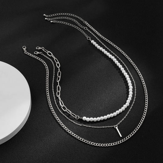 Asymmetric Pearl Chain with Stick Pendants