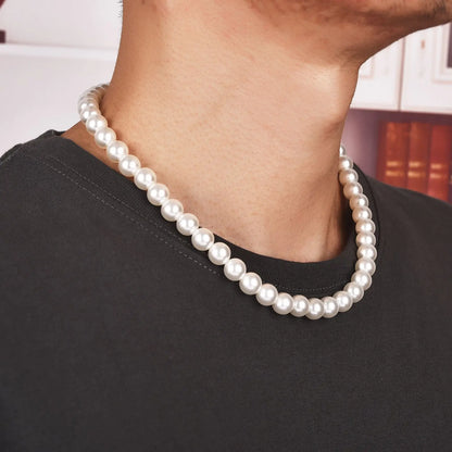 New Trendy Pearl Necklace Men